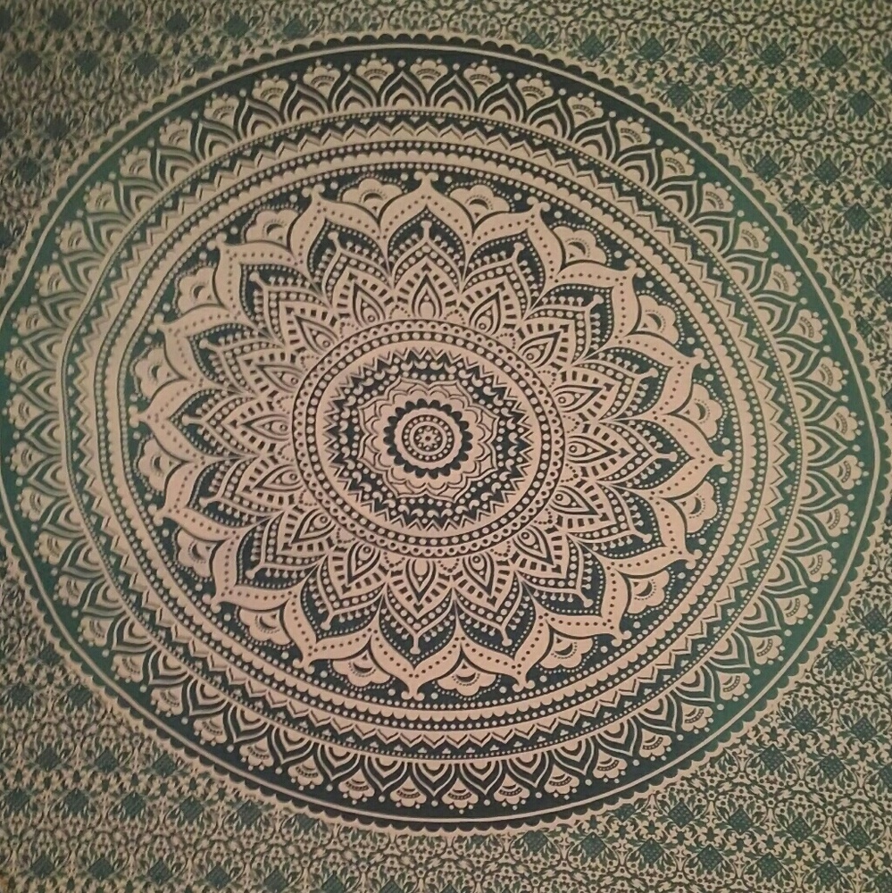 Blue, teal, white tapestry